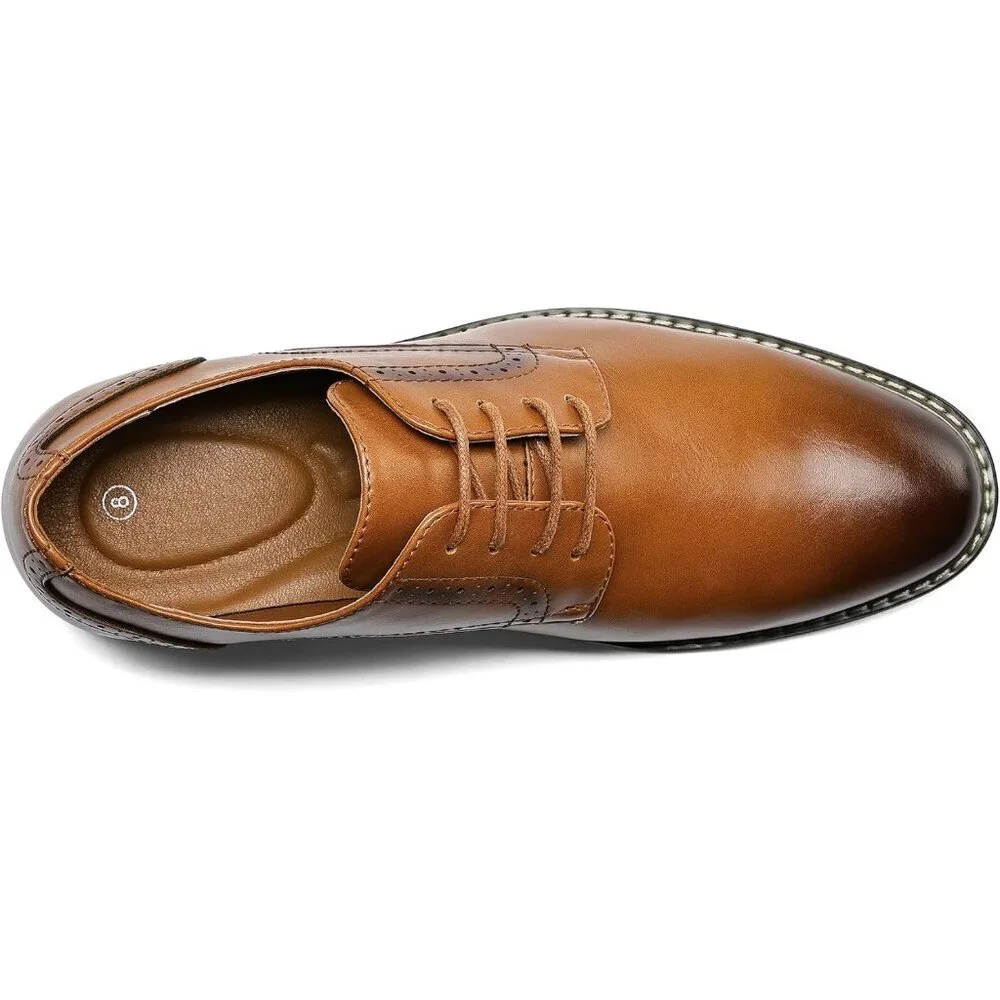Men's Brown Dress Shoes Formal Classic Business Lace up Oxford Shoes Wide Width